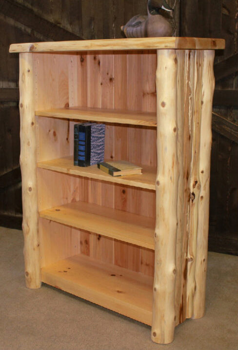 Hidden Lake Hand Peeled Logger Bookcase